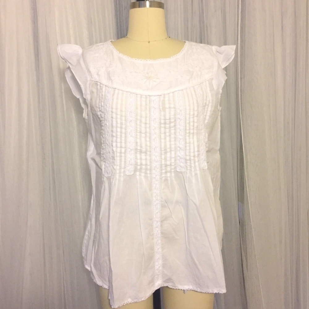 Sapogee White Maternity Peasant Top Sz Large